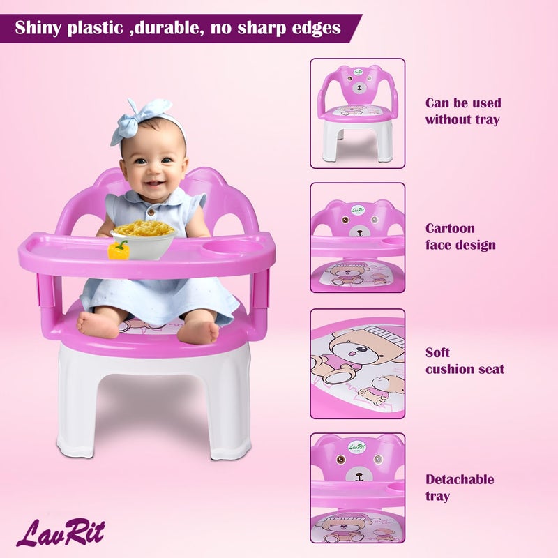 LavRit Baby Feeding Chair, with Tray Chair/Booster Plastic Chair for Kids/Feeding Chair for Kids,Portable Eating/Safe Chair(1-3 Years)/Upto 30 Kgs(Pink) - Image 4