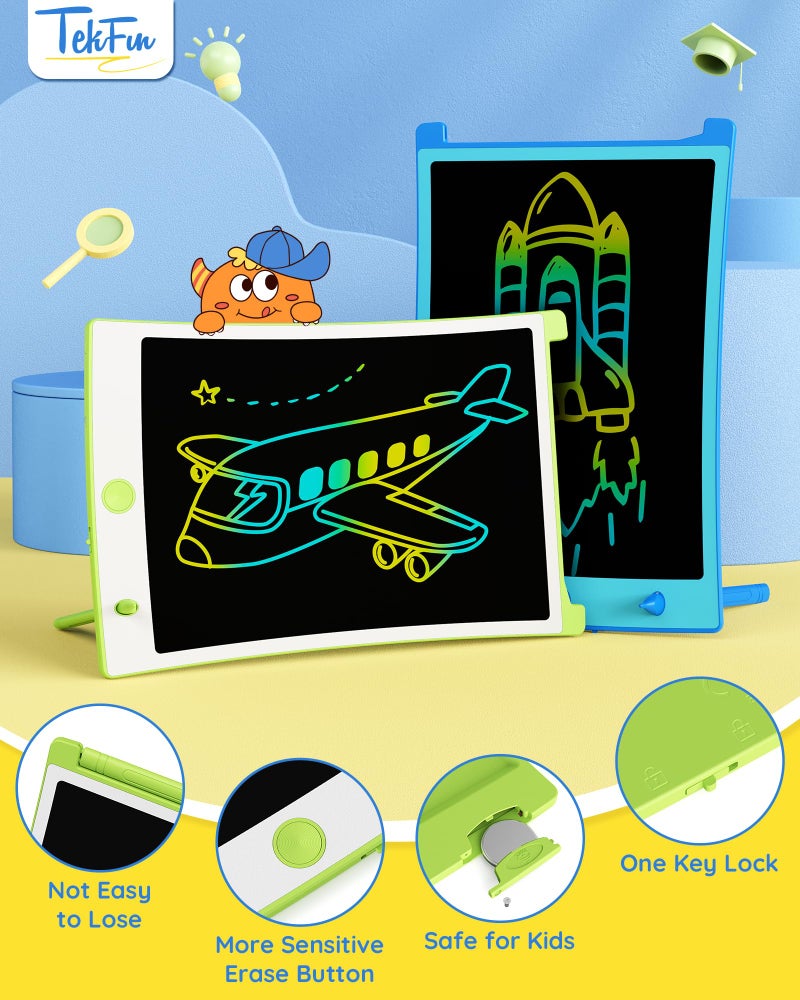 TEKFUN 2 Pack LCD Writing Tablet with Pen Cord, 8.5in Erasable Doodle Board Mess Free Drawing Pad for Kids, Car Trip Educational Toys Birthday for 3 4 5 6 7 Girls Boys (Blue*Green) - Image 5