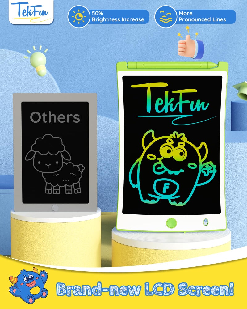 TEKFUN 2 Pack LCD Writing Tablet with Pen Cord, 8.5in Erasable Doodle Board Mess Free Drawing Pad for Kids, Car Trip Educational Toys Birthday for 3 4 5 6 7 Girls Boys (Blue*Green) - Image 3