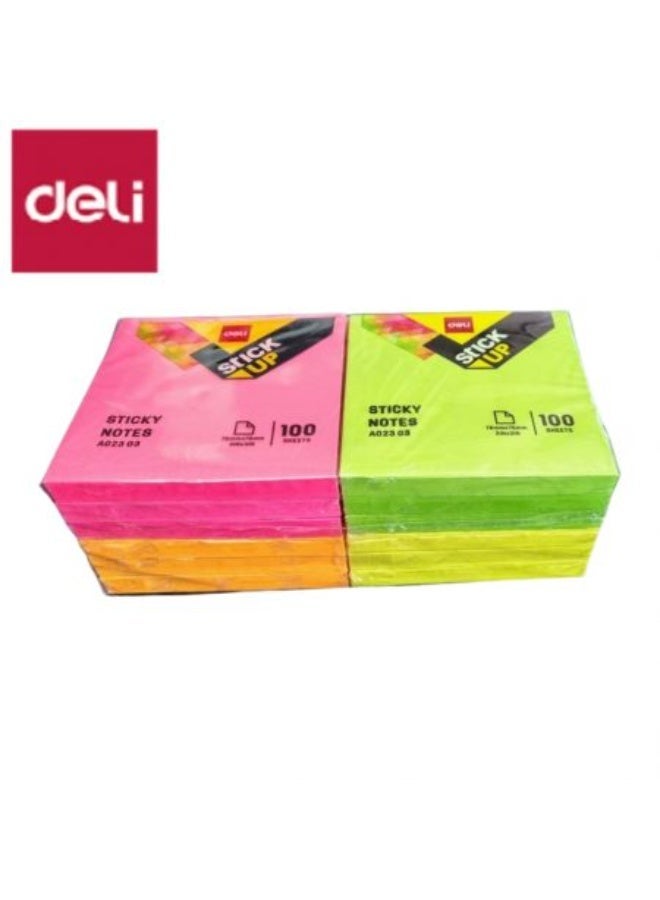 ديلي EA02303 STICK UP Sticky Notes 1 piece, 75gm Paper, 76×76mm, Fluorescent Yellow, Orange, Green, Pink Assorted colors, 100 Sheets (4 Pads, 100 Sheet, Repositionable, Neon Color 100 sheets - Image 2