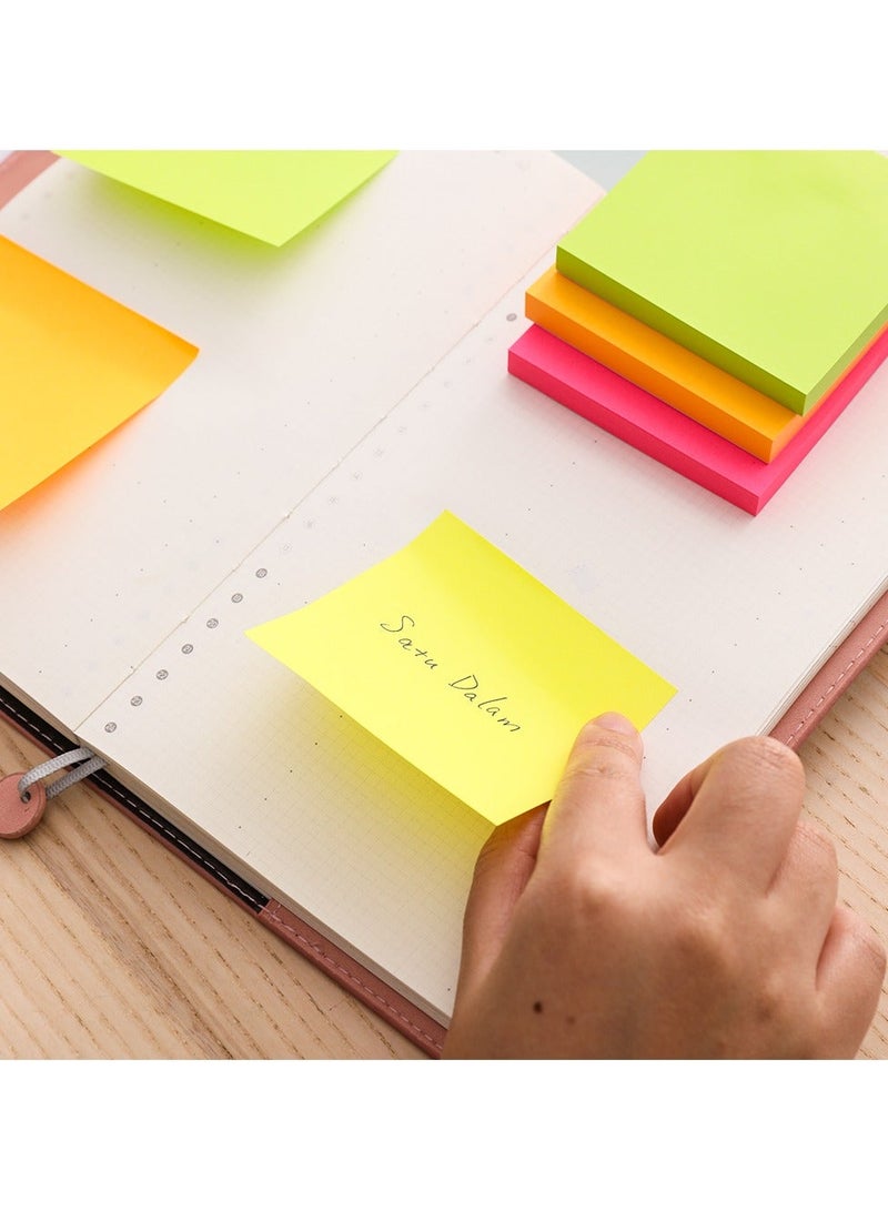 ديلي EA02303 STICK UP Sticky Notes 1 piece, 75gm Paper, 76×76mm, Fluorescent Yellow, Orange, Green, Pink Assorted colors, 100 Sheets (4 Pads, 100 Sheet, Repositionable, Neon Color 100 sheets - Image 5