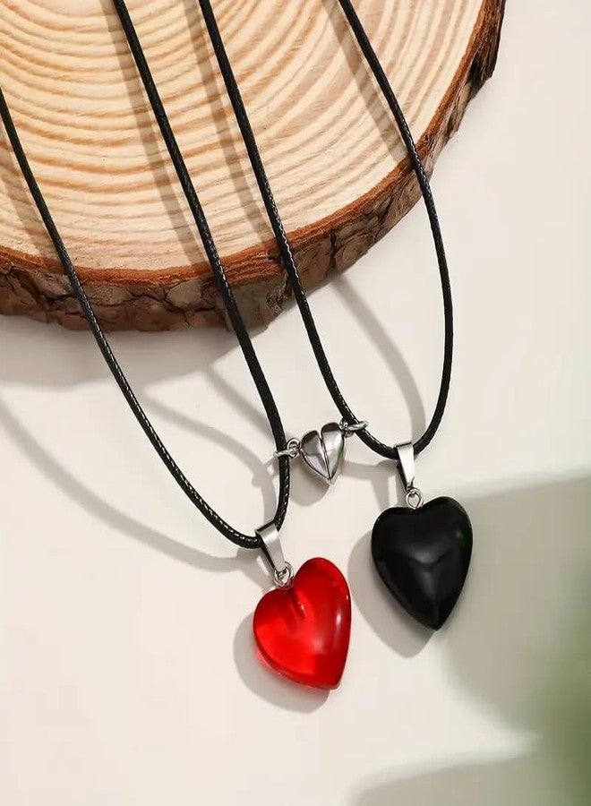 Amaal Pendant for Girls & Boys Couple Necklace Gifts Couple Pendant Valentine Special Love Heart Couple Pendants Stainless Steel Locket for Couples Gift for Girlfriend Valentine Gift for Girls - Image 4