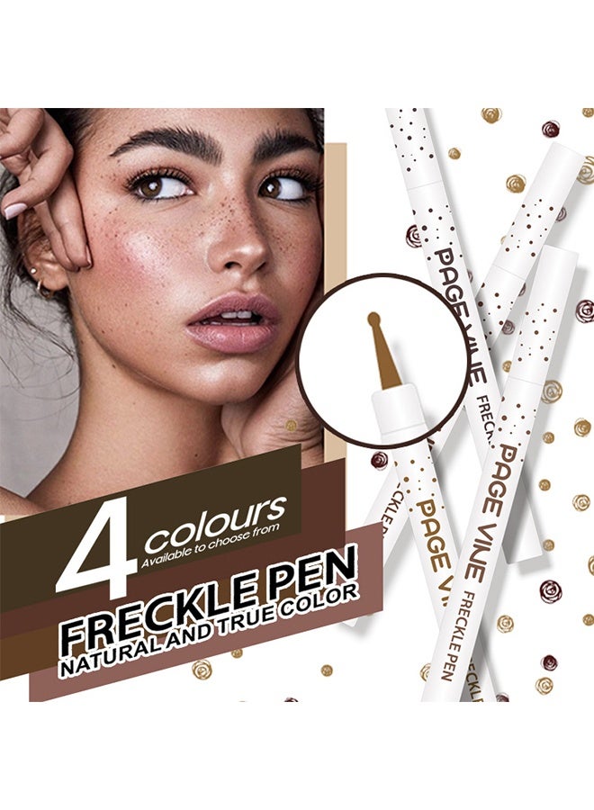 PAGE VINE Freckle Pen- Natural And True Color - Simulation Freckle Pen - Caramel Light Brown Freckle Pencil Natural Easy To Color Without Removing Makeup Spotting Pen Waterproof Sweatproof Makeup #02 Medium - Image 2