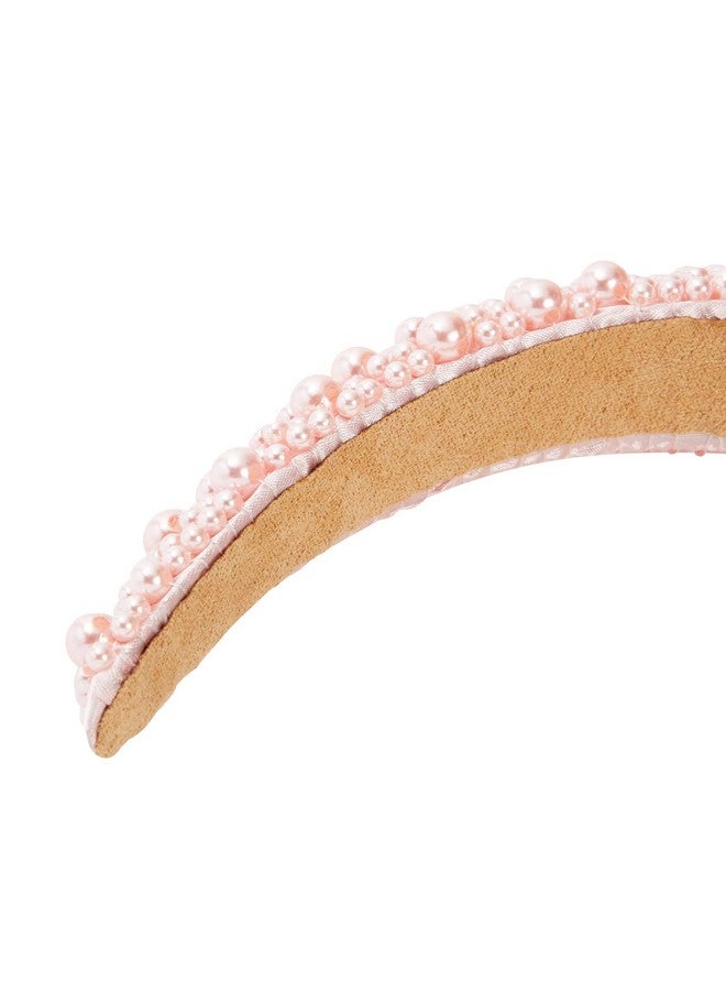 جلامليلي مجموعة من 2 عصابة رأس من الكريستال للنساء، عصابة رأس مبطنة من اللؤلؤ (وردي فاتح، أبيض) - Image 3