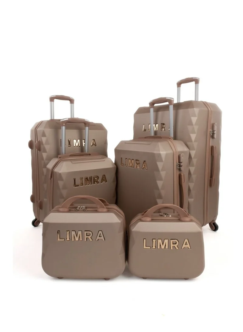 ليمرا طقم شنط سفر مكون من 6 حقائب أمتعة بعجلات و بتصميم صلب ذهبي