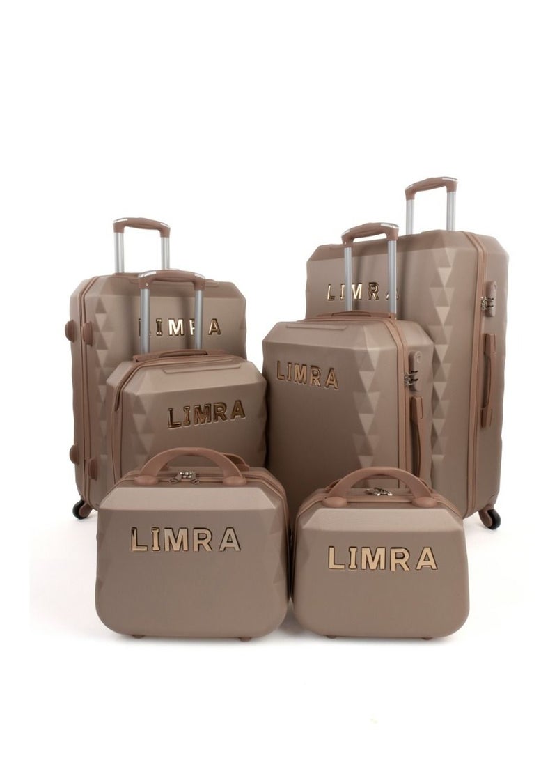 ليمرا طقم شنط سفر مكون من 6 حقائب أمتعة بعجلات و بتصميم صلب ذهبي - Image 1