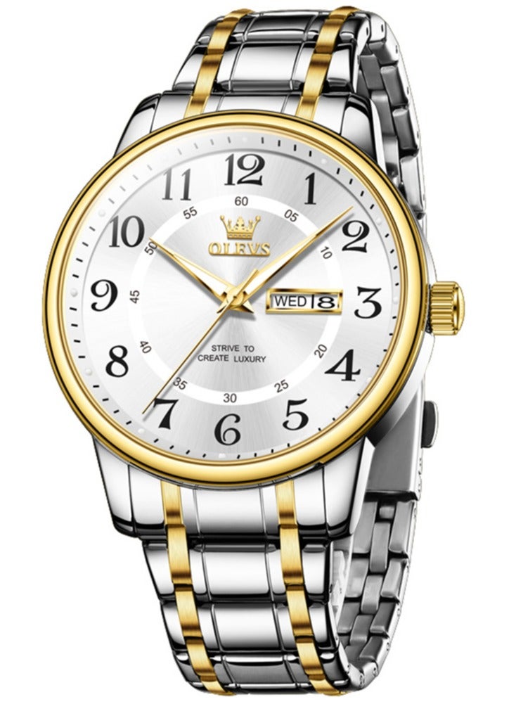 OLEVS Large Numeric Dial Luminous Waterproof Men's Watch High Hardness Coated Glass Alloy Strap Simple Stylish Timepiece - Image 1