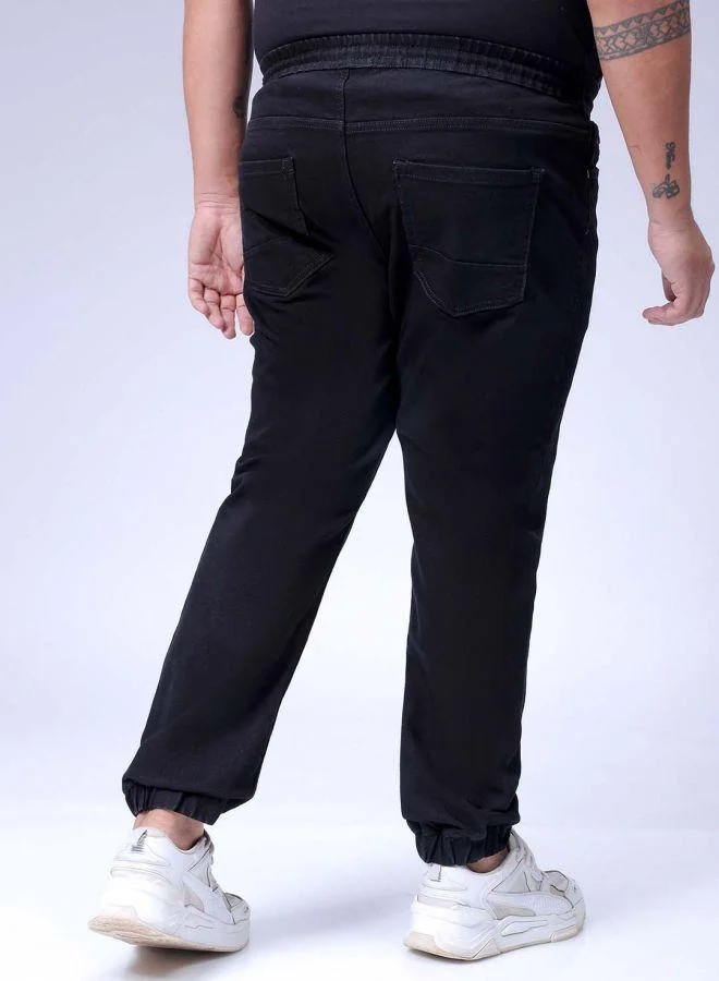 HARDSODA Men Plus Size Slim Fit Solid Mid-Rise Stretchable Denim Joggers