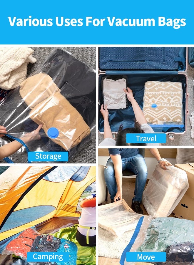 أبيكس 16 عبوة من أكياس تخزين مفرغة من الهواء مع مضخة كهربائية (4 جامبو، 4 كبير، 4 متوسط، 4 صغير)، سماكة 7 ميكرون، أكياس غلق مفرغة من الهواء للملابس والسفر، صندوق هدايا باللون الأزرق - Image 2