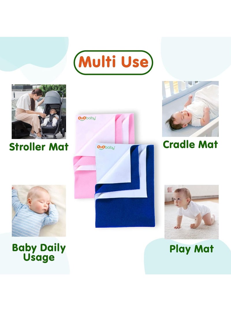 OYO BABY Toddler Baby Bed Sheet with Water Resistant and Easily Washable Dry Sheet, Extra Absorbent Washable Dry Sheet | Soft and Fleece Baby Bed Sheet for Toddler Kids, Large Size 140 X 100cm, Blue - Image 4
