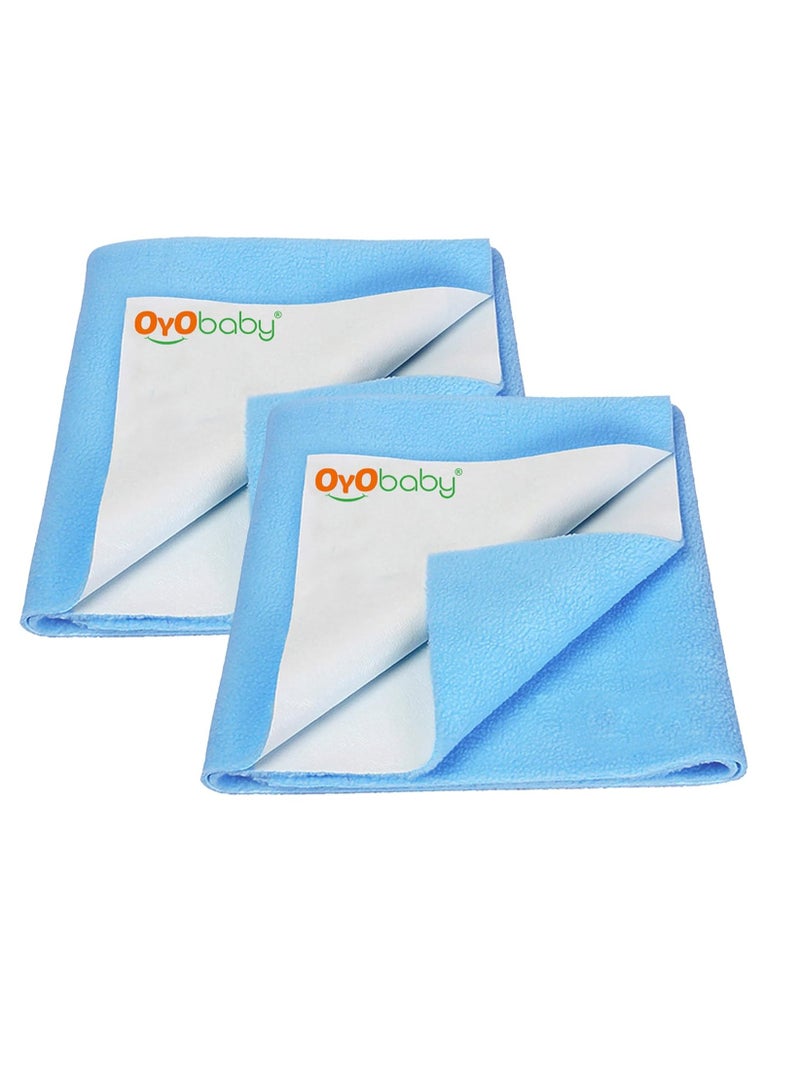 OYO BABY Toddler Baby Bed Sheet with Water Resistant and Easily Washable Dry Sheet, Extra Absorbent Washable Dry Sheet | Soft and Fleece Baby Bed Sheet for Toddler Kids, Large Size 140 X 100cm, Blue - Image 1