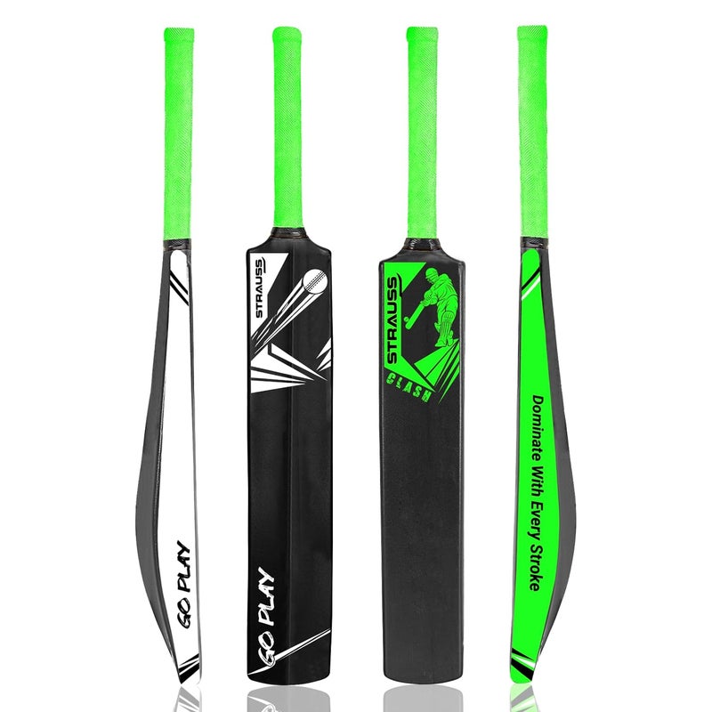 STRAUSS Clash Cricket Bat | Full Size | Dimensions: 34 X 4.5 inch | Heavy Duty Hard Plastic Cricket Bat | for All Age Groups | Tennis & Synthetic Ball Cricket Bat | Tennis Cricket Bat,(Green) - Image 1