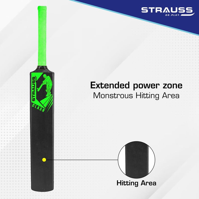 STRAUSS Clash Cricket Bat | Full Size | Dimensions: 34 X 4.5 inch | Heavy Duty Hard Plastic Cricket Bat | for All Age Groups | Tennis & Synthetic Ball Cricket Bat | Tennis Cricket Bat,(Green) - Image 4