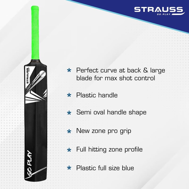 STRAUSS Clash Cricket Bat | Full Size | Dimensions: 34 X 4.5 inch | Heavy Duty Hard Plastic Cricket Bat | for All Age Groups | Tennis & Synthetic Ball Cricket Bat | Tennis Cricket Bat,(Green) - Image 3