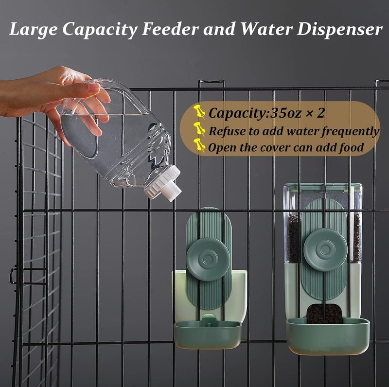 Kenond 35oz Hanging Automatic Pet Food Water Dispenser, Auto Gravity Pet Feeder and Waterer Set, Cage Cat Food Bowl Dog Feeding Station for Puppy and Kitten Rabbit Chinchilla Hedgehog Ferret (Green) … - Image 3