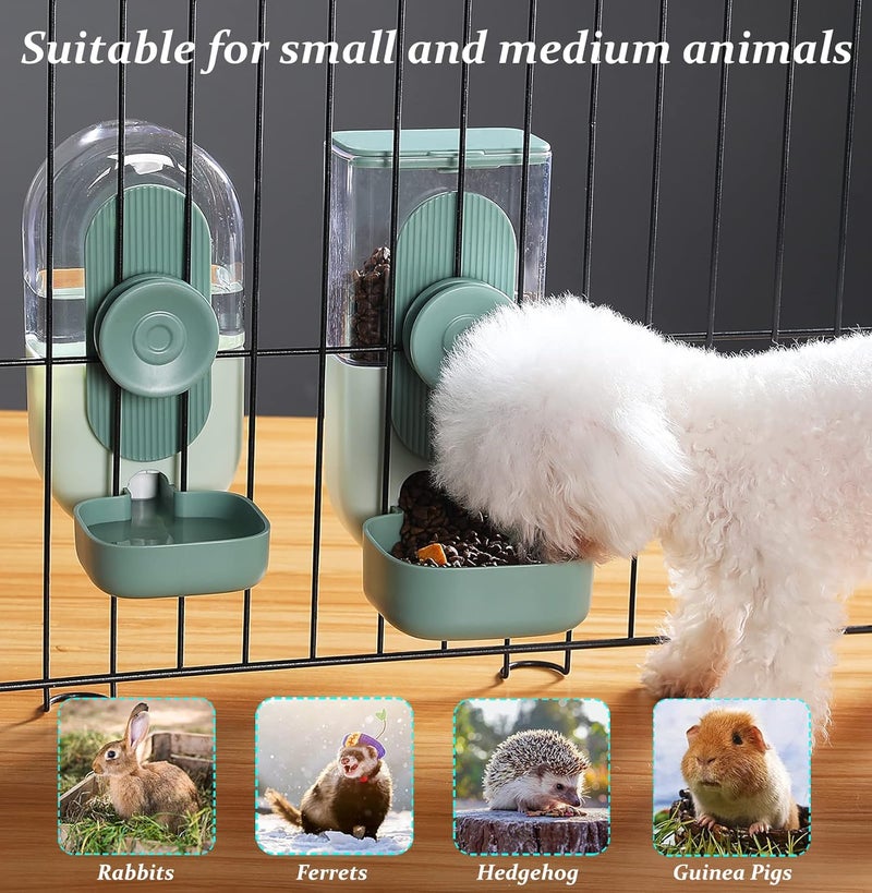 Kenond 35oz Hanging Automatic Pet Food Water Dispenser, Auto Gravity Pet Feeder and Waterer Set, Cage Cat Food Bowl Dog Feeding Station for Puppy and Kitten Rabbit Chinchilla Hedgehog Ferret (Green) … - Image 4