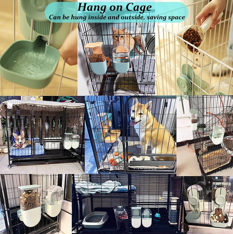 Kenond 35oz Hanging Automatic Pet Food Water Dispenser, Auto Gravity Pet Feeder and Waterer Set, Cage Cat Food Bowl Dog Feeding Station for Puppy and Kitten Rabbit Chinchilla Hedgehog Ferret (Green) … - Image 5