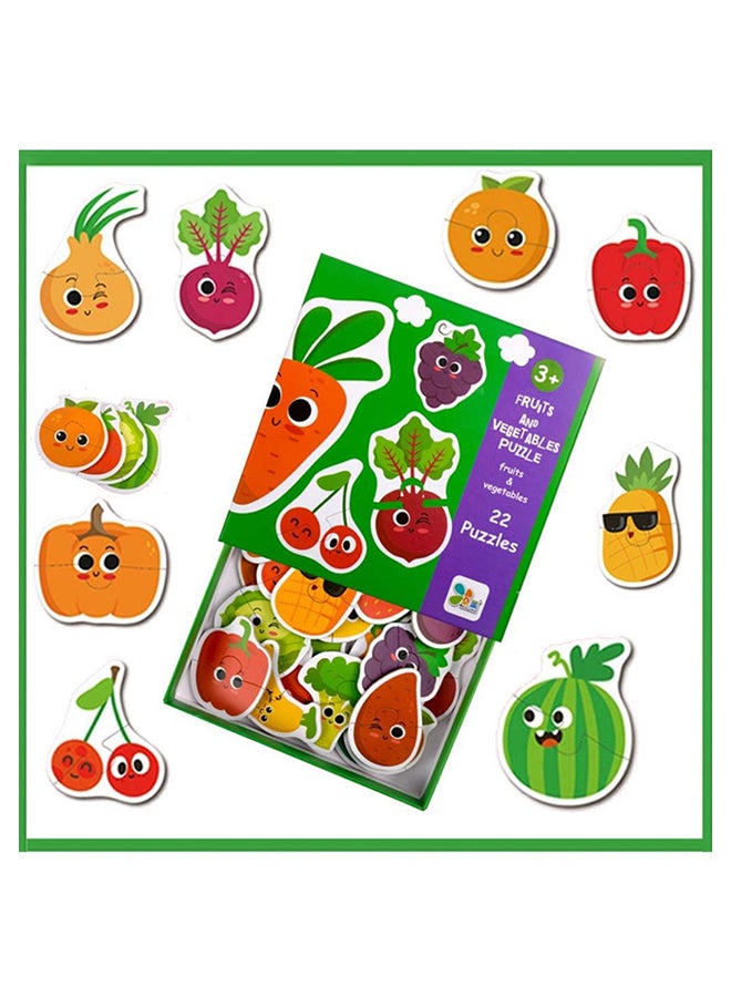 22 Pieces Fruit And Vegetables Matching Puzzle  - Image 1