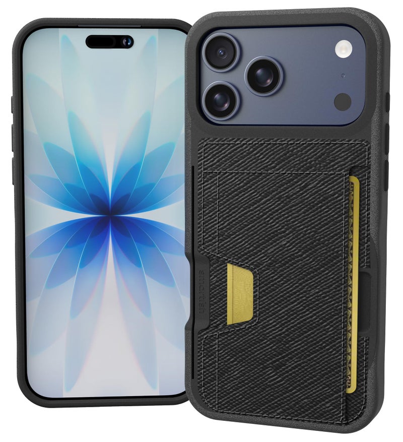 SmartishÂ® iPhone 17 Pro Max Wallet Case - Wallet Slayer Vol. 2 [Slim + Protective] Credit Card Holder w/Kickstand - Drop Tested Hidden Card Slot Cover for Apple iPhone 17 Pro Max - Black Tie Affair - Image 1