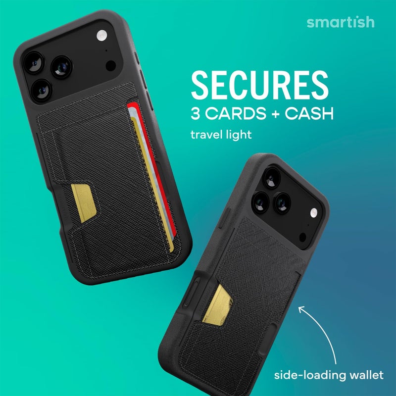 SmartishÂ® iPhone 17 Pro Max Wallet Case - Wallet Slayer Vol. 2 [Slim + Protective] Credit Card Holder w/Kickstand - Drop Tested Hidden Card Slot Cover for Apple iPhone 17 Pro Max - Black Tie Affair - Image 2