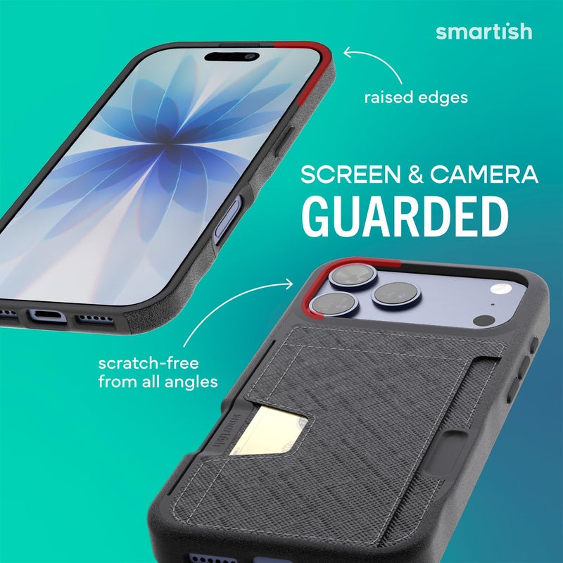 SmartishÂ® iPhone 17 Pro Max Wallet Case - Wallet Slayer Vol. 2 [Slim + Protective] Credit Card Holder w/Kickstand - Drop Tested Hidden Card Slot Cover for Apple iPhone 17 Pro Max - Black Tie Affair - Image 4