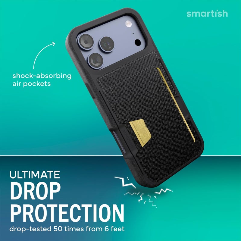 SmartishÂ® iPhone 17 Pro Max Wallet Case - Wallet Slayer Vol. 2 [Slim + Protective] Credit Card Holder w/Kickstand - Drop Tested Hidden Card Slot Cover for Apple iPhone 17 Pro Max - Black Tie Affair - Image 3