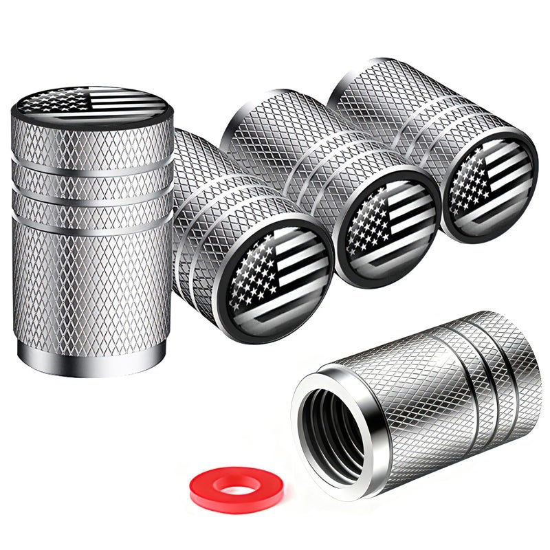 IJUSHND American Flag Chrome tire Valve stem caps Silver 5 pcsPack Tire Valve Cap SetCorrosion Resistant Plastic Liner LeakProoffor Cars Trucks Motorcycles SUVs and Bikes - Image 3