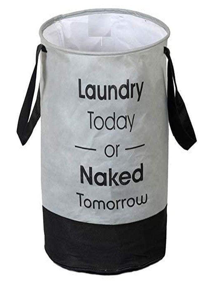 Clairs Round Shape Foldable Laundry Bag Capacity of 45 Ltr, Non Woven Toys and Cloth Bag (Grey, Pack of 1) - Image 1
