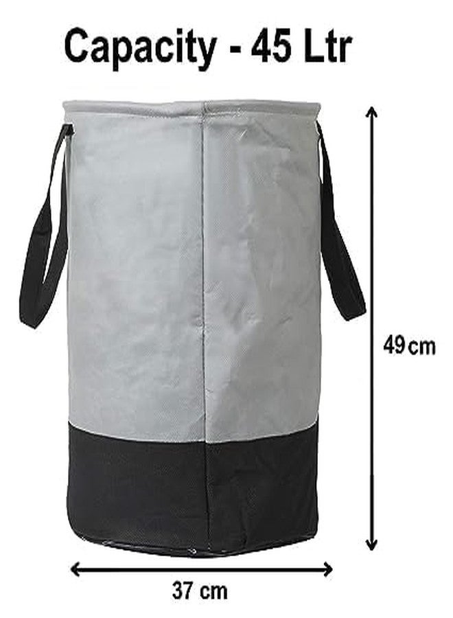 Clairs Round Shape Foldable Laundry Bag Capacity of 45 Ltr, Non Woven Toys and Cloth Bag (Grey, Pack of 1) - Image 5