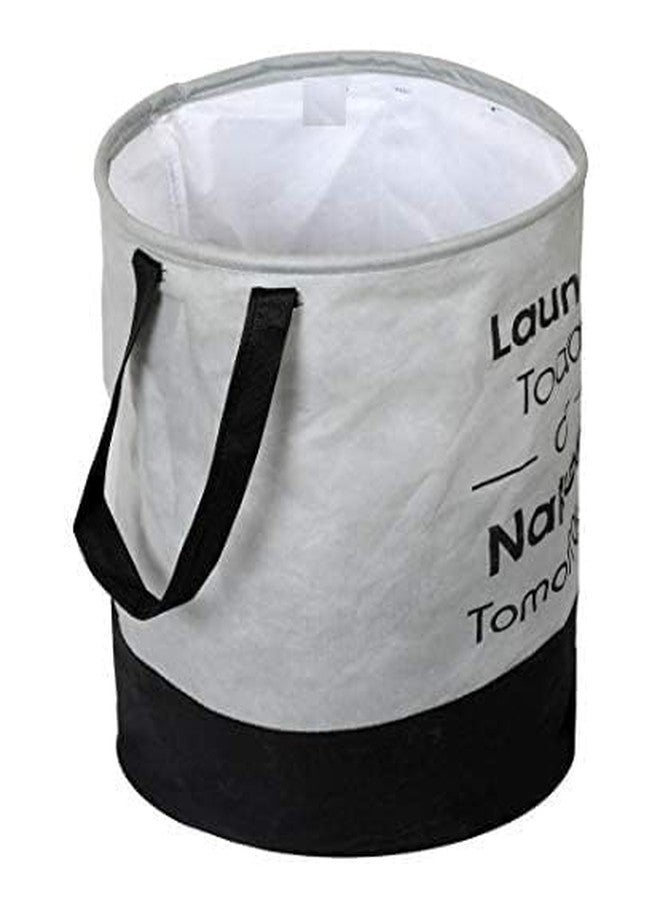 Clairs Round Shape Foldable Laundry Bag Capacity of 45 Ltr, Non Woven Toys and Cloth Bag (Grey, Pack of 1) - Image 3