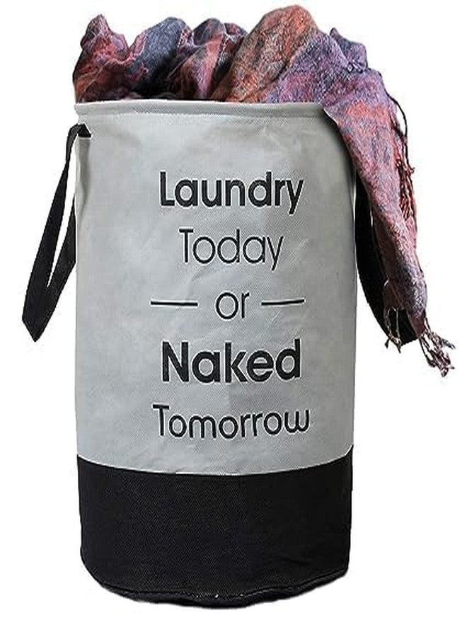 Clairs Round Shape Foldable Laundry Bag Capacity of 45 Ltr, Non Woven Toys and Cloth Bag (Grey, Pack of 1) - Image 4