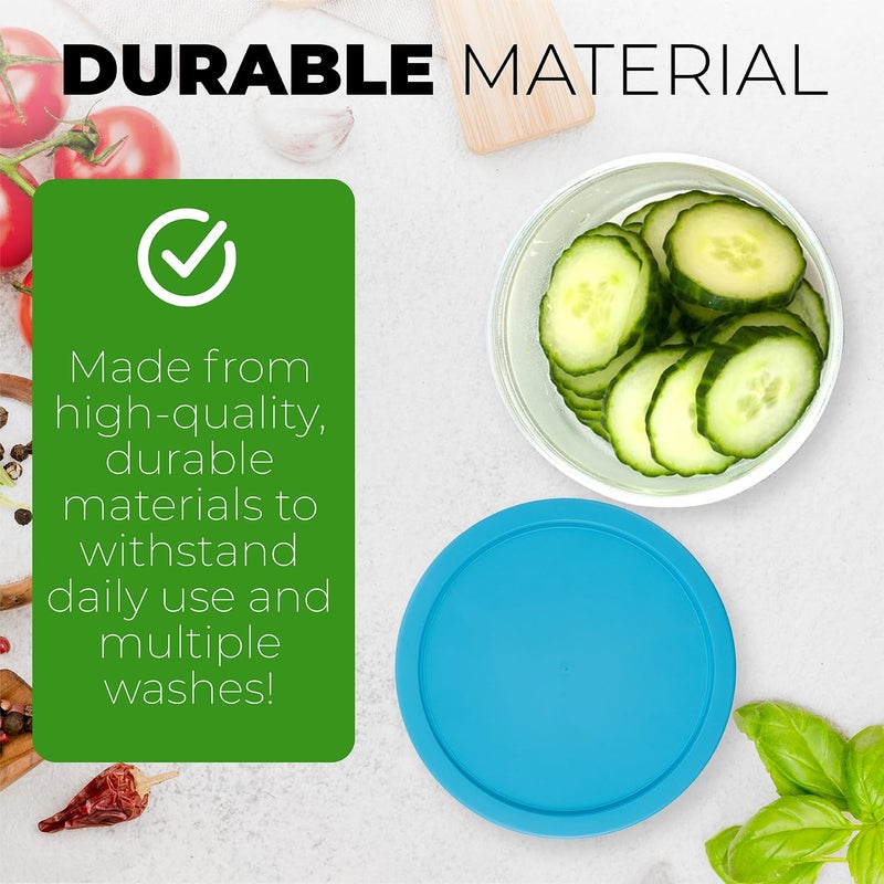 MRX Solutions Replacement Lids for Pyrex Containers Round Glass Food Plastic (2) 2-Cup Green (2) 4-Cup Purple (2) 7-Cup Light Blue - Image 5