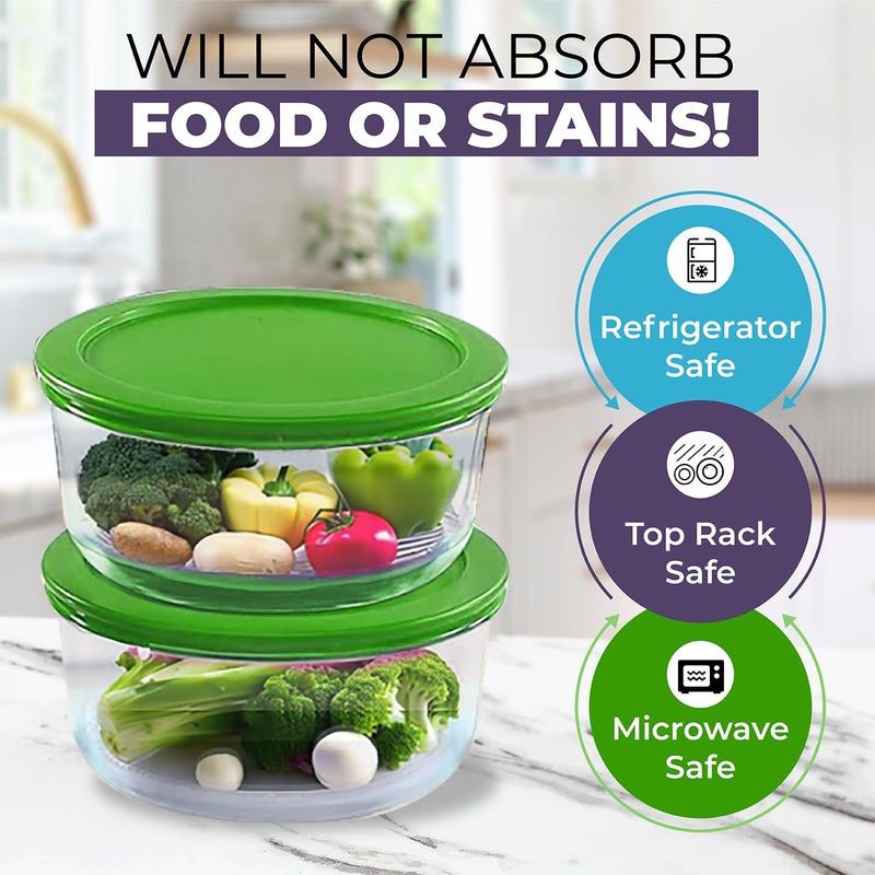 MRX Solutions Replacement Lids for Pyrex Containers Round Glass Food Plastic (2) 2-Cup Green (2) 4-Cup Purple (2) 7-Cup Light Blue - Image 4