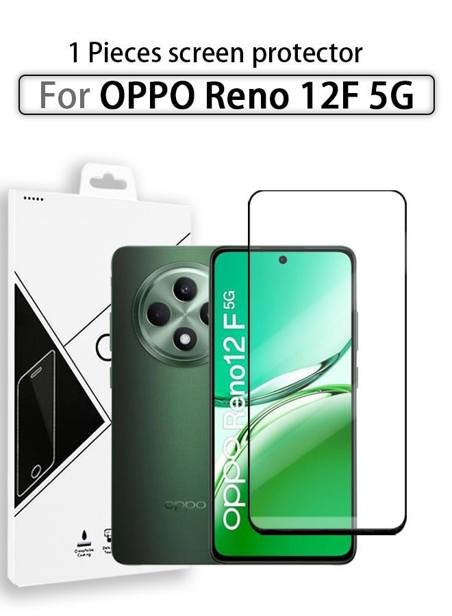 GMORO 1 Pieces Full Cover Glass Screen Protector For OPPO Reno 12F 5G Black/Clear and Screen Protector Accessories - Image 1