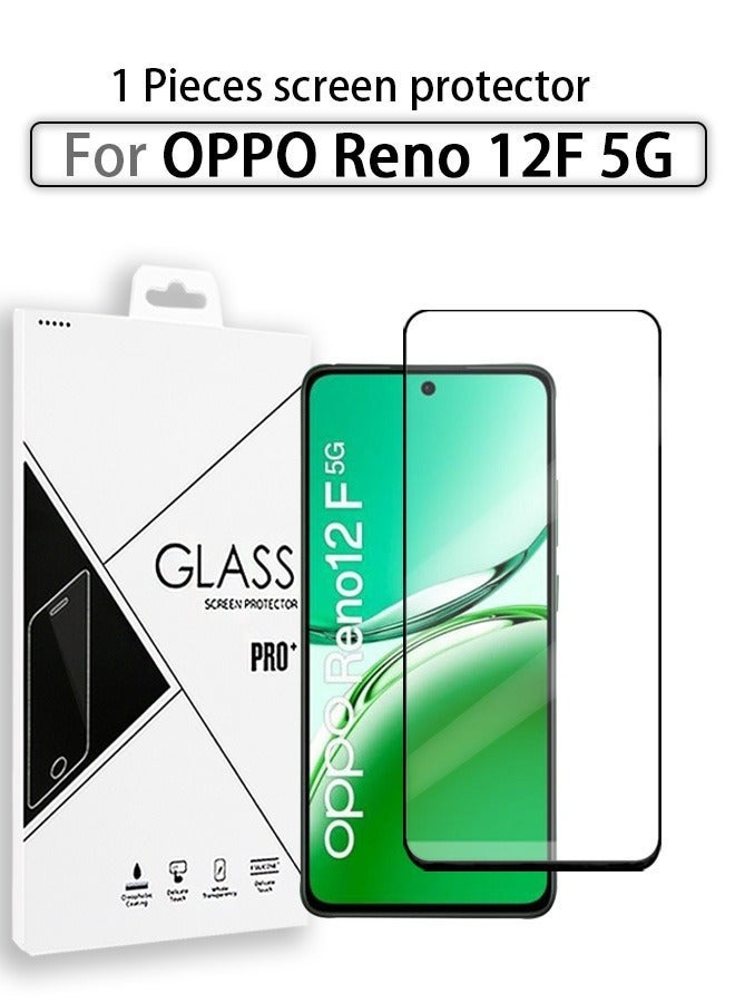 GMORO 1 Pieces Full Cover Glass Screen Protector For OPPO Reno 12F 5G Black/Clear and Screen Protector Accessories - Image 3