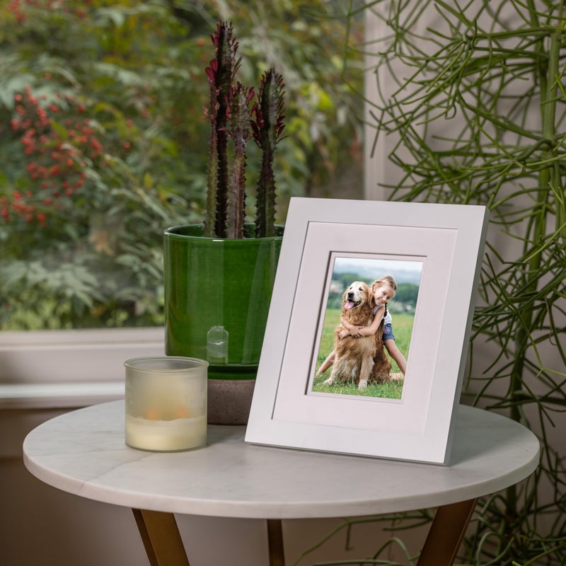 Gallery Solutions Wall Mount or Tabletop Picture Frame with Double Mat  8x10 Matted To 5x7  White - Image 2