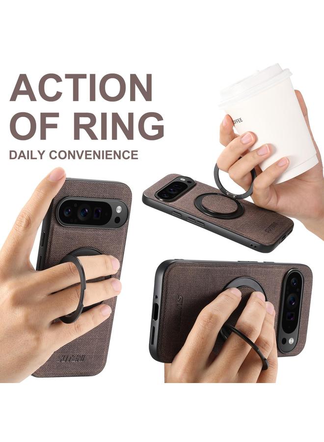 Suteni Case For Google Pixel 8a G3 360 Rotation Holder MagSafe Denim Leather Back Phone Case - Image 3