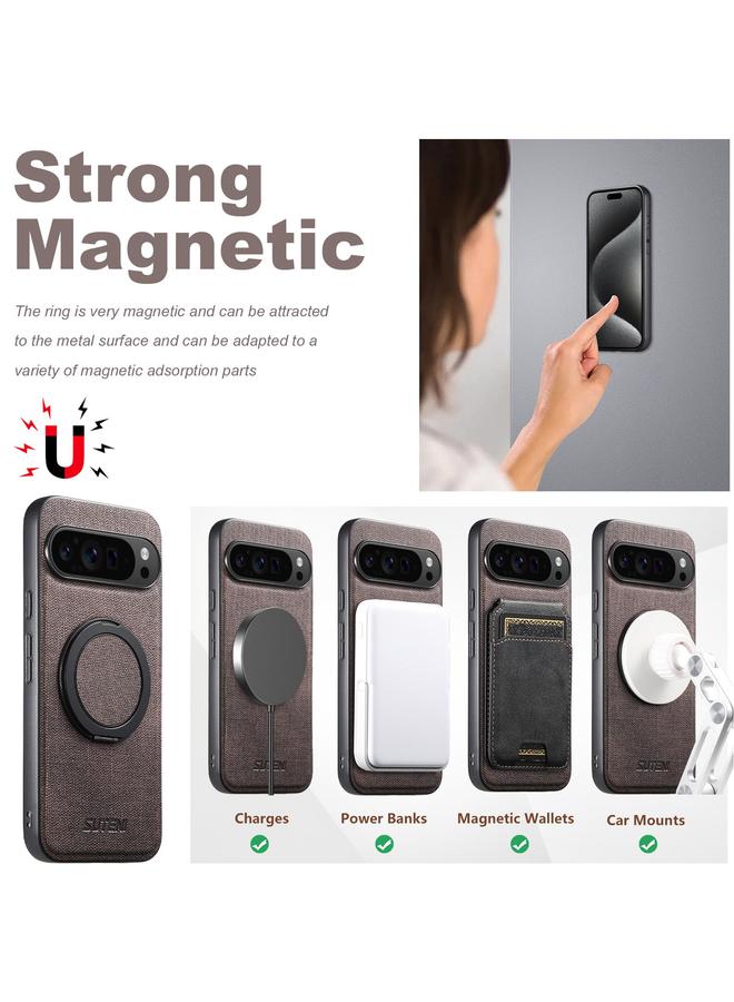 Suteni Case For Google Pixel 8a G3 360 Rotation Holder MagSafe Denim Leather Back Phone Case - Image 5