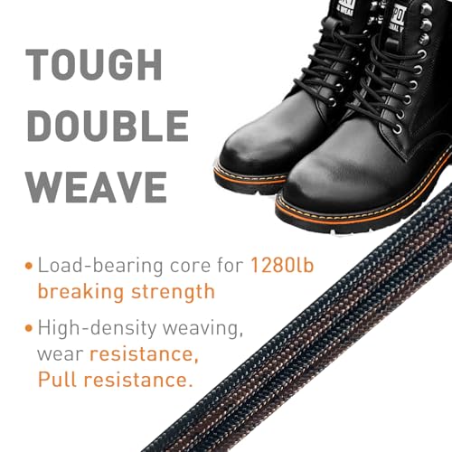 NDTEZUGT Unbreakable Boot Laces, Heavy Duty Work Round Shoelaces Replacement Shoe Strings, Stronger than Steel or Kevlar (Black 63”/160cm) - Image 5
