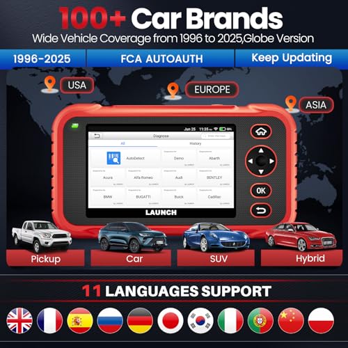 LAUNCH CRP129I V2.0 OBD2 Scanner, 2025 FCA AutoAuth, Next-Gen,12 Resets Oil/EPB/SAS/TPMS/BMS/Throttle/DPF Reset/Injector Coding, ABS SRS Transmission Engine Code Reader, Lifetime Free Update - Image 5