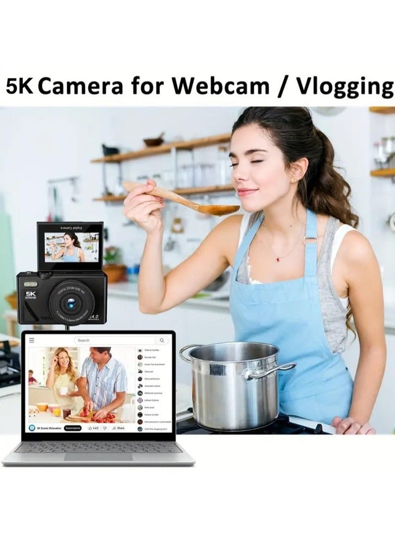 Generic Digital Camera, 75MP Camera Digital for Photography, 5K Vlogging Camera, Kids Camera 18X Point and Shoot Digital Cameras with 64GB TF Card, 18X Zoom, 2 Battery  - Image 5