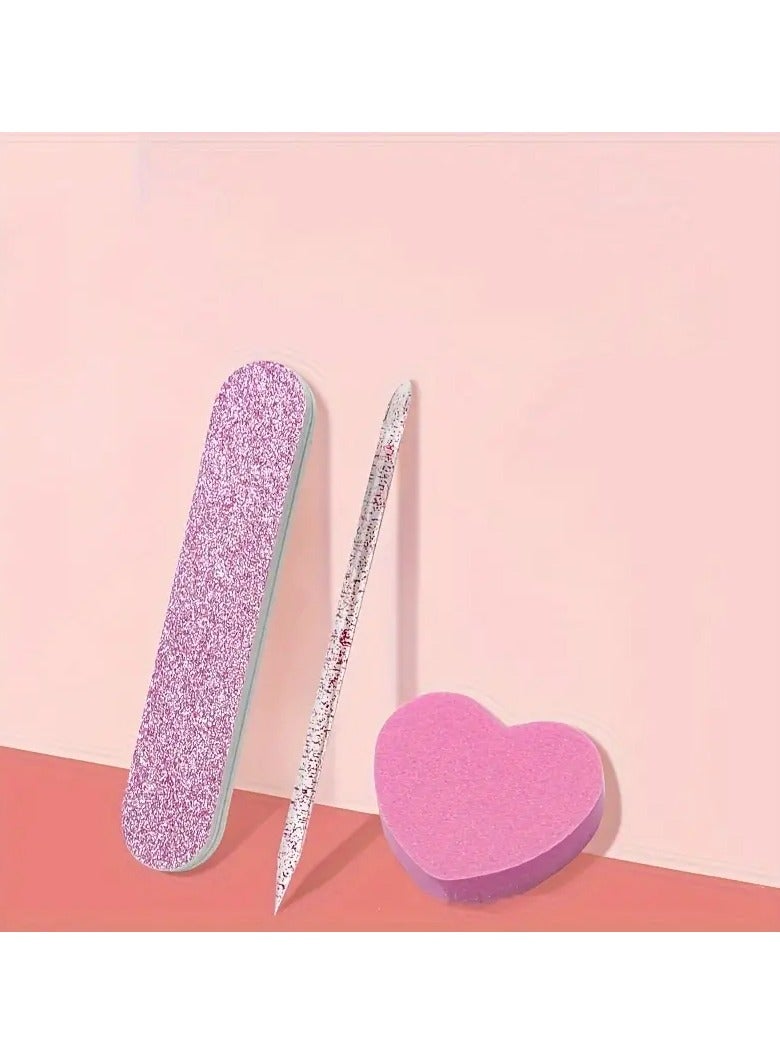 Goolsky مجموعة أدوات العناية بالأظافر 3 قطع، قلم تزيين كريستالي، كتلة توفو على شكل قلب، ومبرد خشبي للتلميع والتشكيل - Image 1