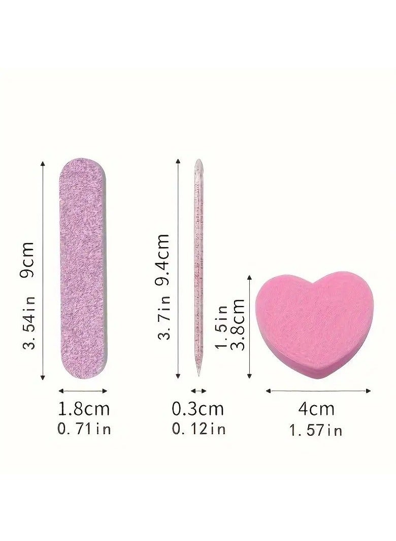 Goolsky مجموعة أدوات العناية بالأظافر 3 قطع، قلم تزيين كريستالي، كتلة توفو على شكل قلب، ومبرد خشبي للتلميع والتشكيل - Image 5