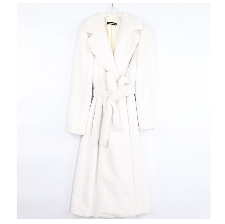 Style Kylie Jenner Kelly Street Style Imitation Fur Coat With Belt - Image 1