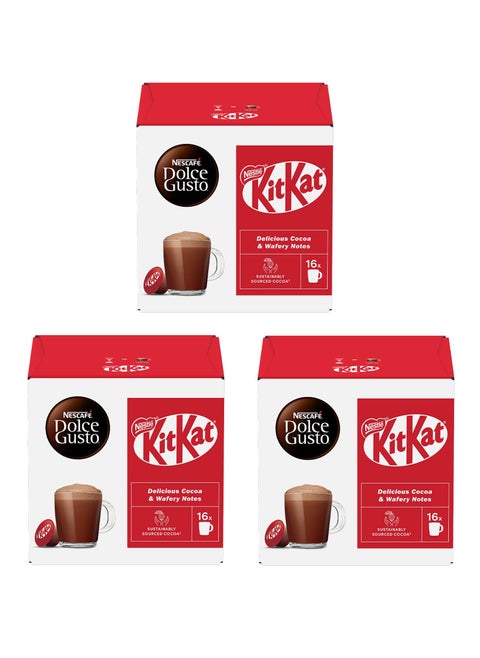 Kit Kat Hot Chocolate, Delicious Cocoa & Wafery Notes, 16 Capsules, Pack of 3