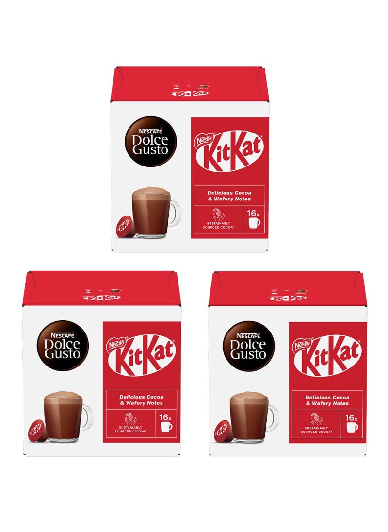 Dolce Gusto - Kit Kat Hot Chocolate, Delicious Cocoa & Wafery Notes, 16 Capsules, Pack of 3 - Image 1