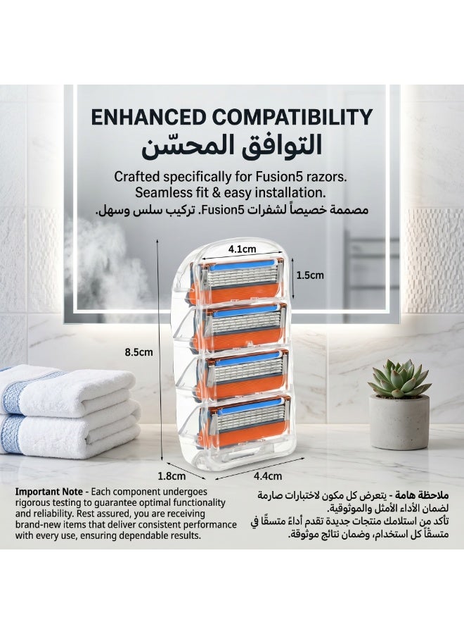 12pcs Razor Blade Refill Pack, Stainless Steel Blades for Men’s Smooth Shaving, Compatible with Fusion 5, Includes 8 Orange and 4 Blue Precision Cut Refills （not manufactured by FOR Gillette） - Image 5