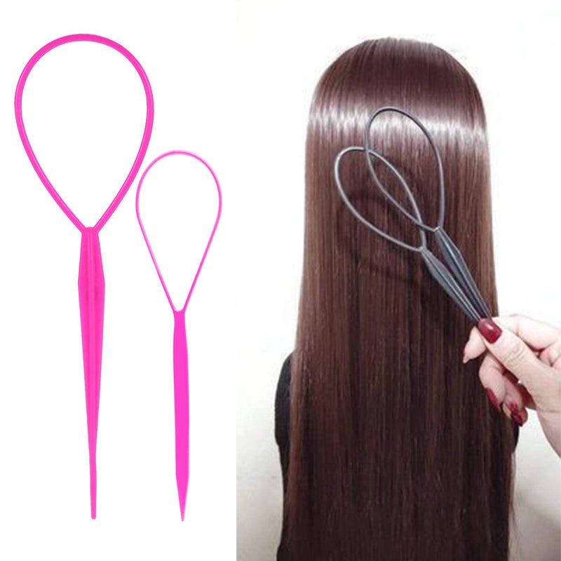 WSYUB Topsy Tail Tools, 10Pcs Hair Styling Accessories, French Braid Tool Loop for Girls, 5 Colors, Large & Trumpet Sizes - Image 4