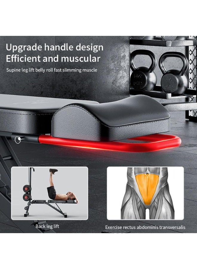 WALALLA 13-in-1 Multi-Functional Dumbbell Bench with Sit-Up Assistant, Commercial Grade Foldable Weight Bench Lat Pulldown Kit, Handles & Aerobic Resistance Bands, 500kg Capacity for Home Gym Fly & Bench Press Workouts - Image 5