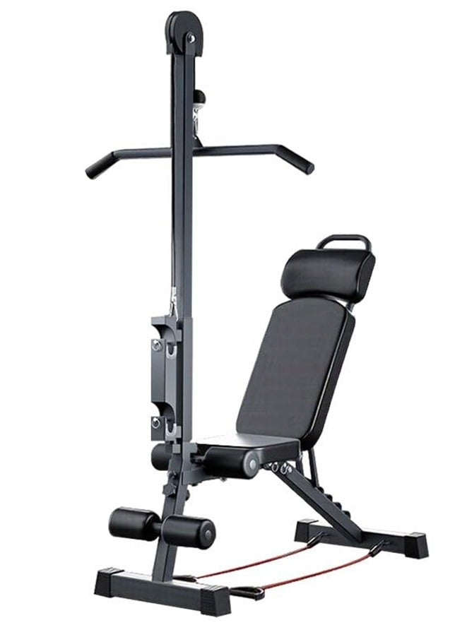 WALALLA 13-in-1 Multi-Functional Dumbbell Bench with Sit-Up Assistant, Commercial Grade Foldable Weight Bench Lat Pulldown Kit, Handles & Aerobic Resistance Bands, 500kg Capacity for Home Gym Fly & Bench Press Workouts - Image 1